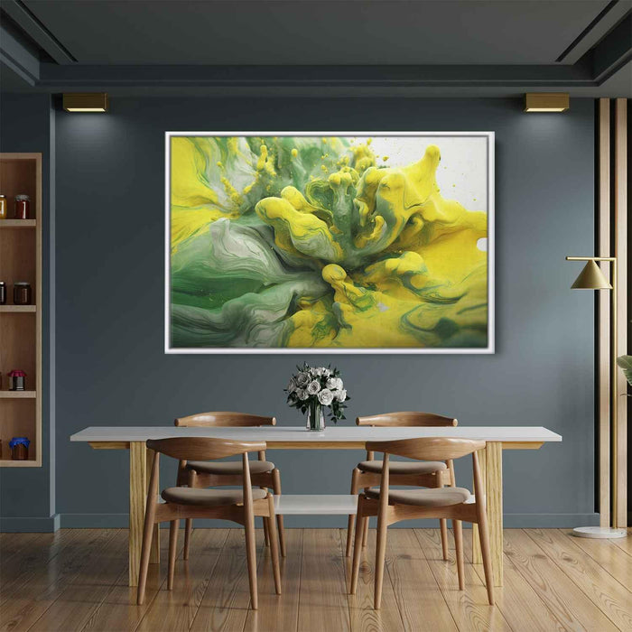 Green and Yellow Abstract Swirls Print - Canvas Art Print by Kanvah