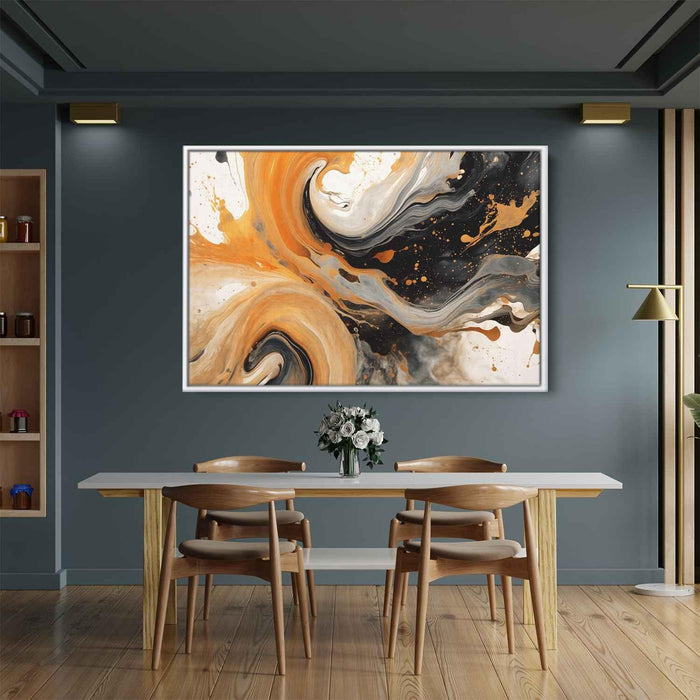 Orange and Black Abstract Swirls Print - Canvas Art Print by Kanvah