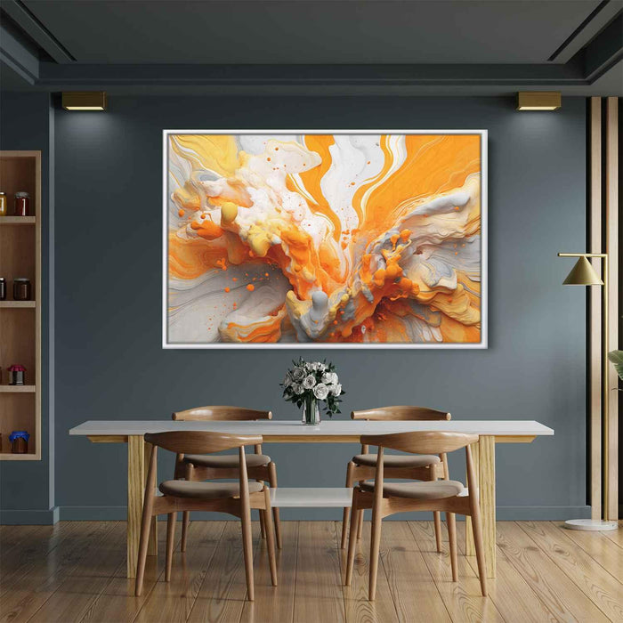 Orange and White Abstract Swirls Print - Canvas Art Print by Kanvah