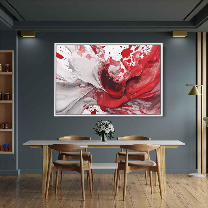 Red and White Abstract Swirls Print - Canvas Art Print by Kanvah