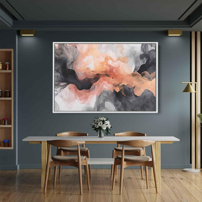 Salmon and Onyx Abstract Swirls Print - Canvas Art Print by Kanvah