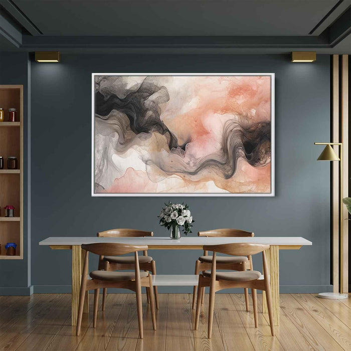 Salmon and Onyx Abstract Swirls Print - Canvas Art Print by Kanvah