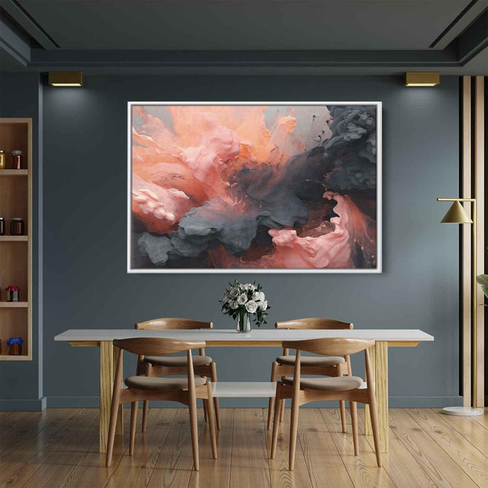 Salmon and Onyx Abstract Swirls Print - Canvas Art Print by Kanvah