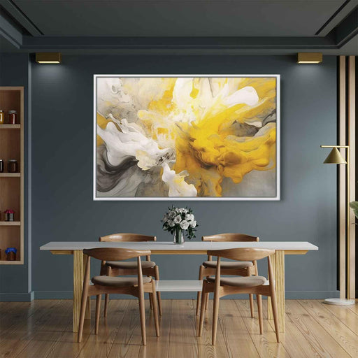 Yellow and White Abstract Swirls Print - Canvas Art Print by Kanvah