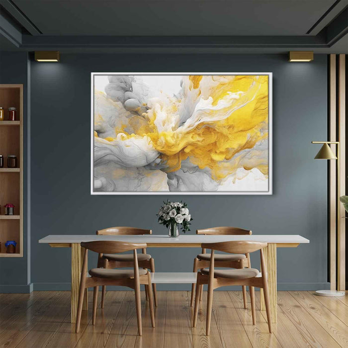 Yellow and White Abstract Swirls Print - Canvas Art Print by Kanvah