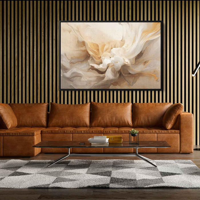 Beige and White Abstract Swirls Print - Canvas Art Print by Kanvah