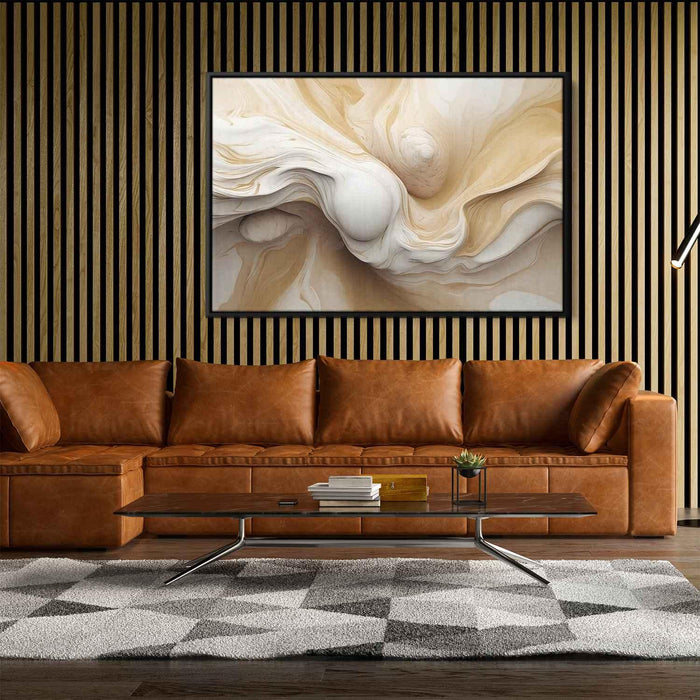 Beige and White Abstract Swirls Print - Canvas Art Print by Kanvah