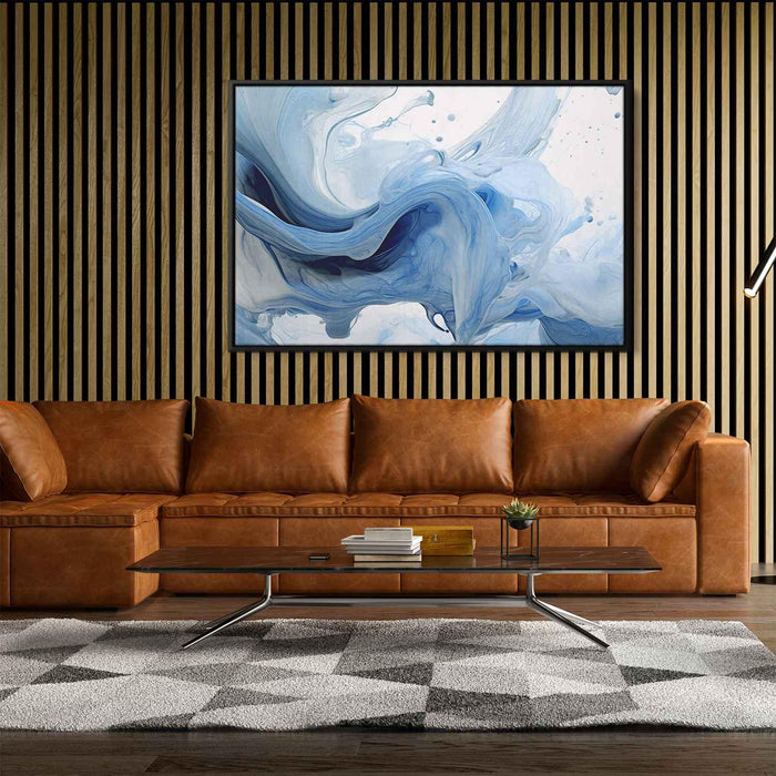 Blue and White Abstract Swirls Print - Canvas Art Print by Kanvah