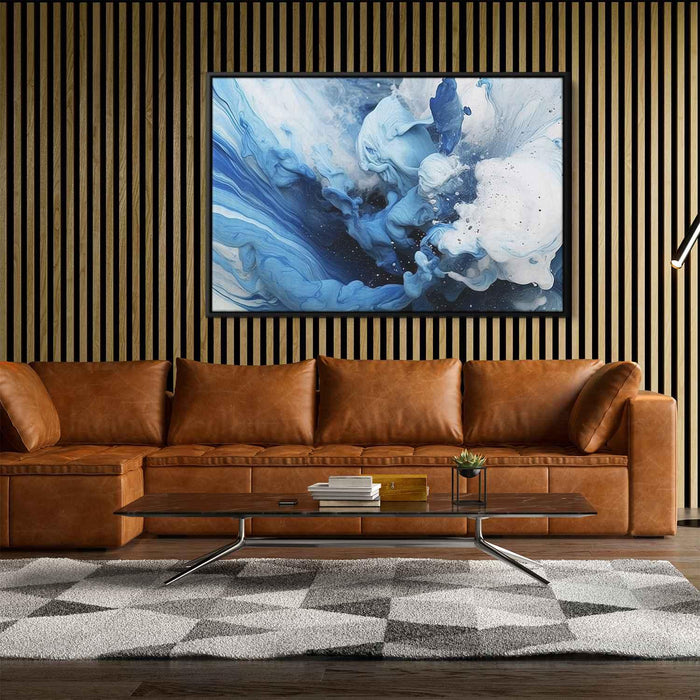 Blue and White Abstract Swirls Print - Canvas Art Print by Kanvah