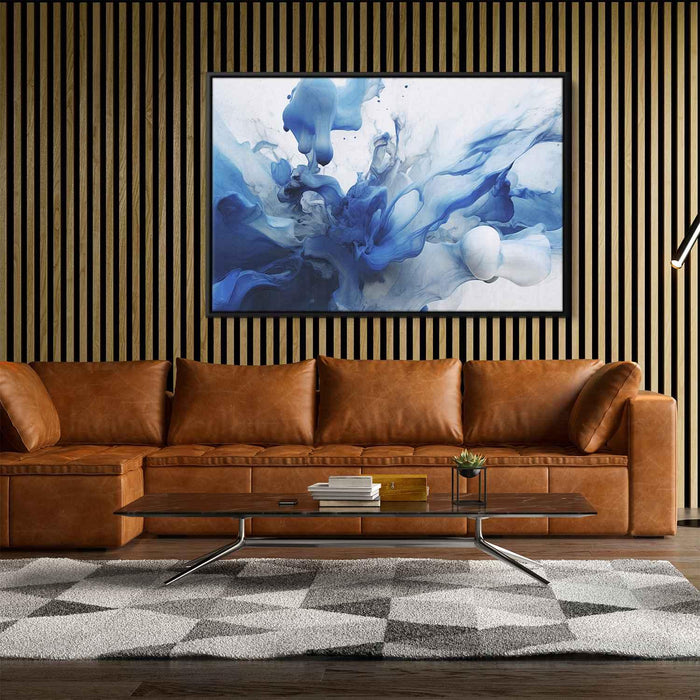 Blue and White Abstract Swirls Print - Canvas Art Print by Kanvah