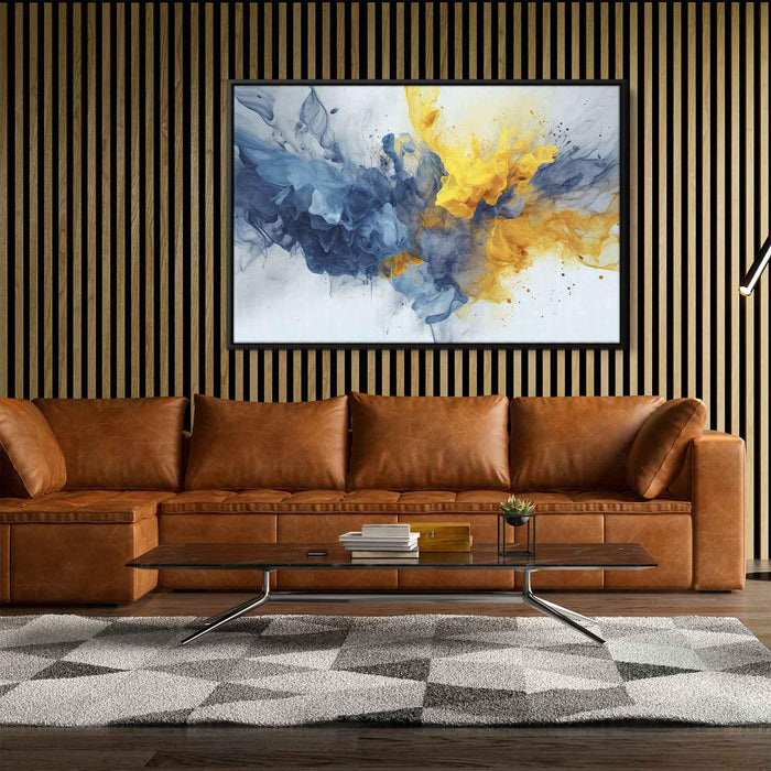 Blue and Yellow Abstract Swirls Print - Canvas Art Print by Kanvah