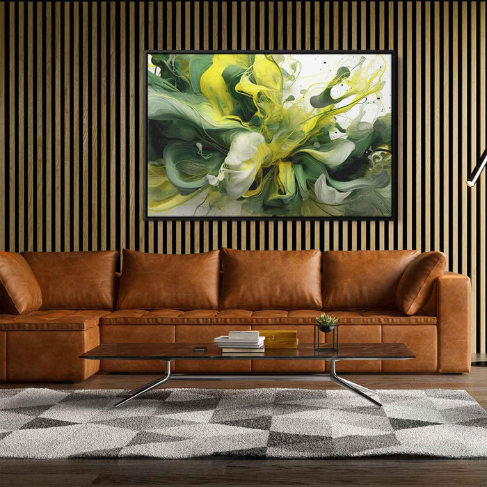 Green and Yellow Abstract Swirls Print - Canvas Art Print by Kanvah