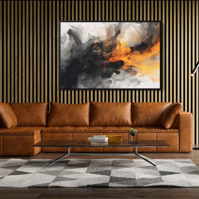 Orange and Black Abstract Swirls Print - Canvas Art Print by Kanvah