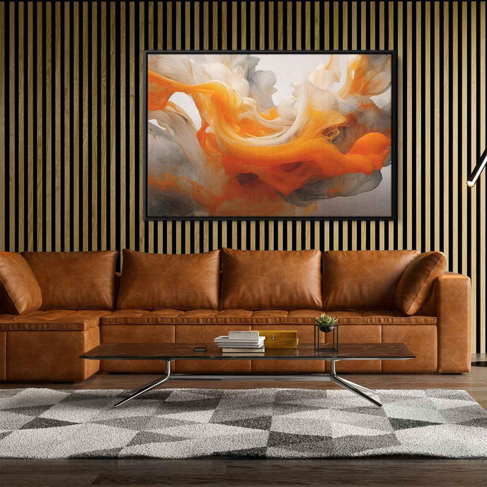 Orange and White Abstract Swirls Print - Canvas Art Print by Kanvah