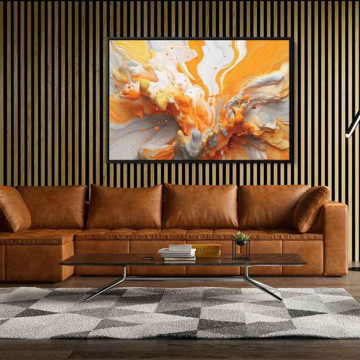 Orange and White Abstract Swirls Print - Canvas Art Print by Kanvah