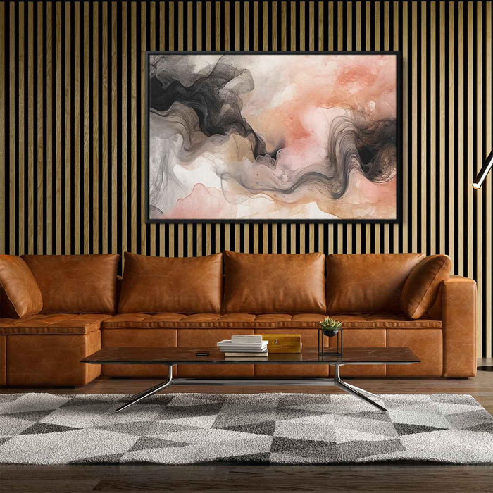 Salmon and Onyx Abstract Swirls Print - Canvas Art Print by Kanvah