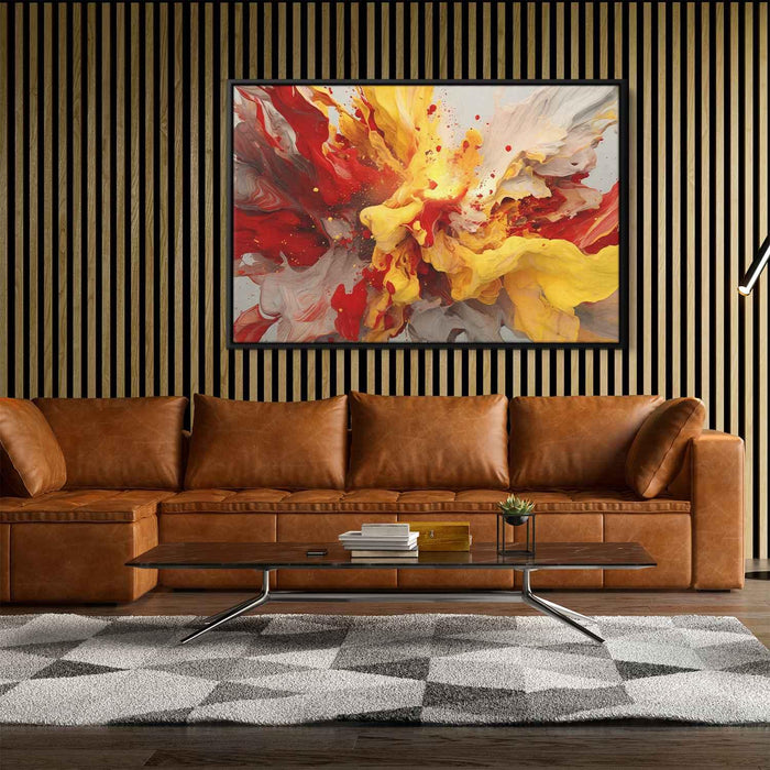 Scarlet and Maize Abstract Swirls Print - Canvas Art Print by Kanvah