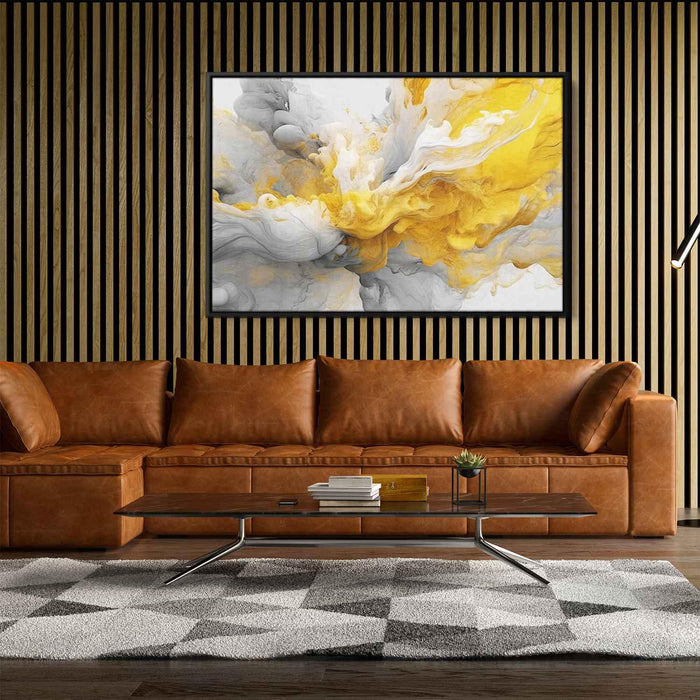 Yellow and White Abstract Swirls Print - Canvas Art Print by Kanvah