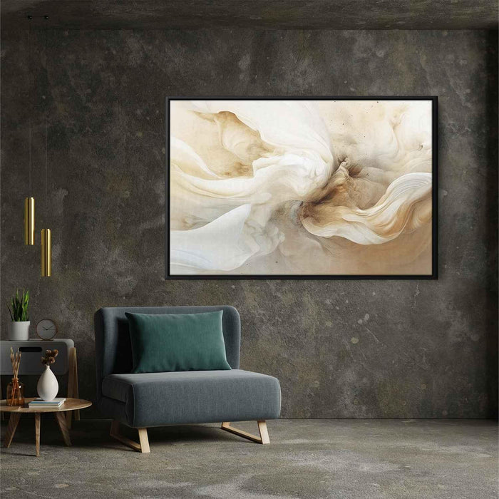 Beige and White Abstract Swirls Print - Canvas Art Print by Kanvah