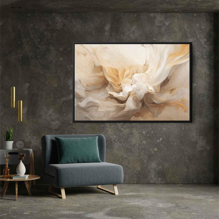 Beige and White Abstract Swirls Print - Canvas Art Print by Kanvah