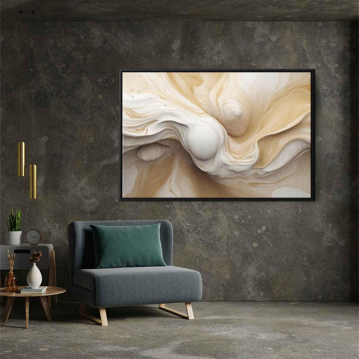 Beige and White Abstract Swirls Print - Canvas Art Print by Kanvah