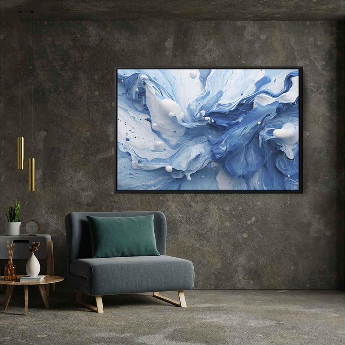 Blue and White Abstract Swirls Print - Canvas Art Print by Kanvah