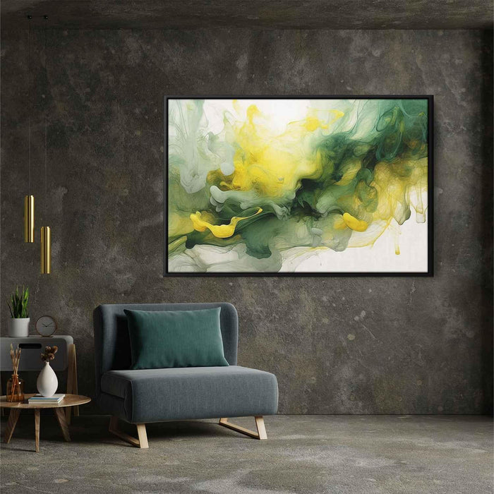 Green and Yellow Abstract Swirls Print - Canvas Art Print by Kanvah