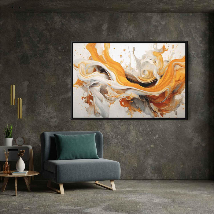 Orange and White Abstract Swirls Print - Canvas Art Print by Kanvah