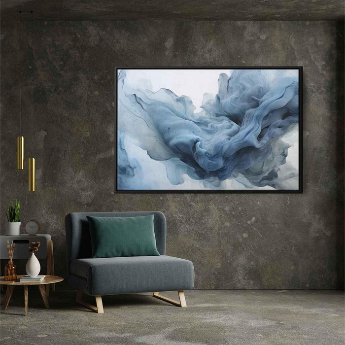 Periwinkle and Obsidian Abstract Swirls Print - Canvas Art Print by Kanvah