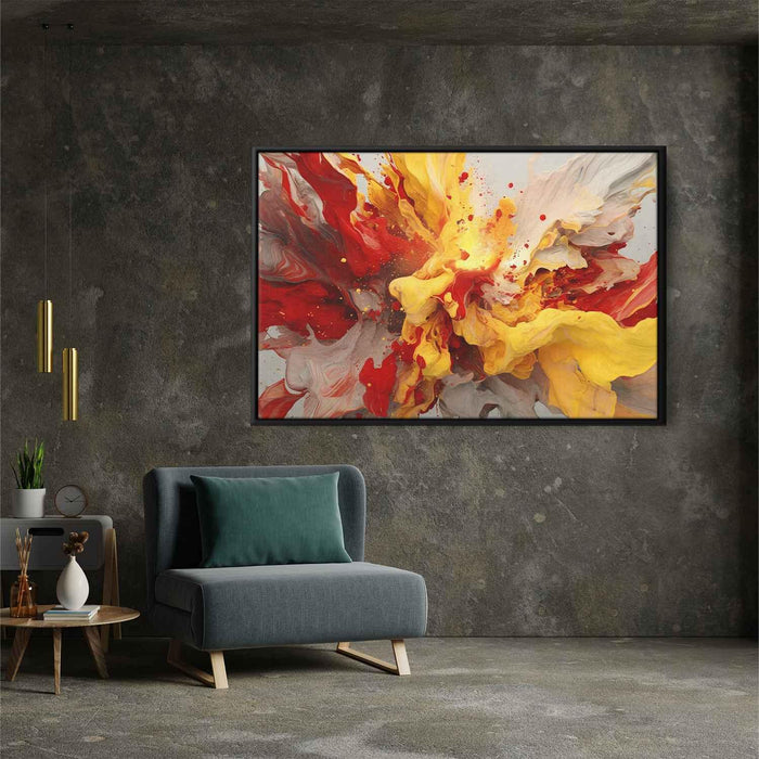 Scarlet and Maize Abstract Swirls Print - Canvas Art Print by Kanvah