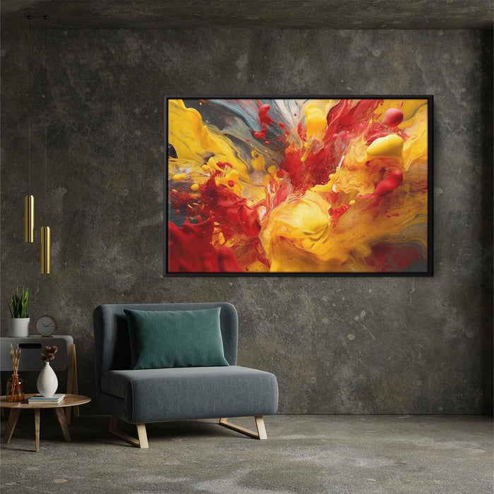 Scarlet and Maize Abstract Swirls Print - Canvas Art Print by Kanvah