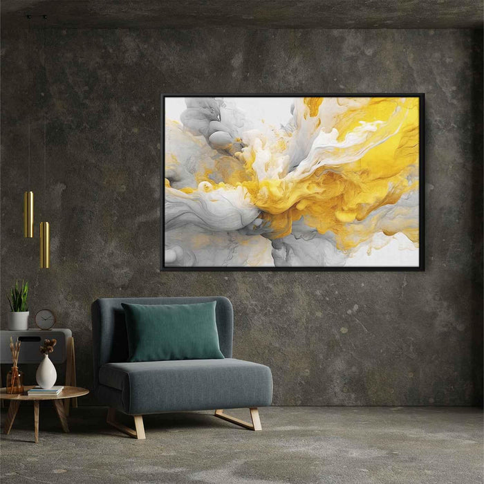 Yellow and White Abstract Swirls Print - Canvas Art Print by Kanvah