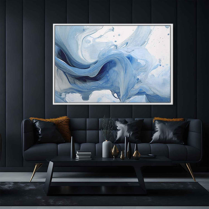 Blue and White Abstract Swirls Print - Canvas Art Print by Kanvah