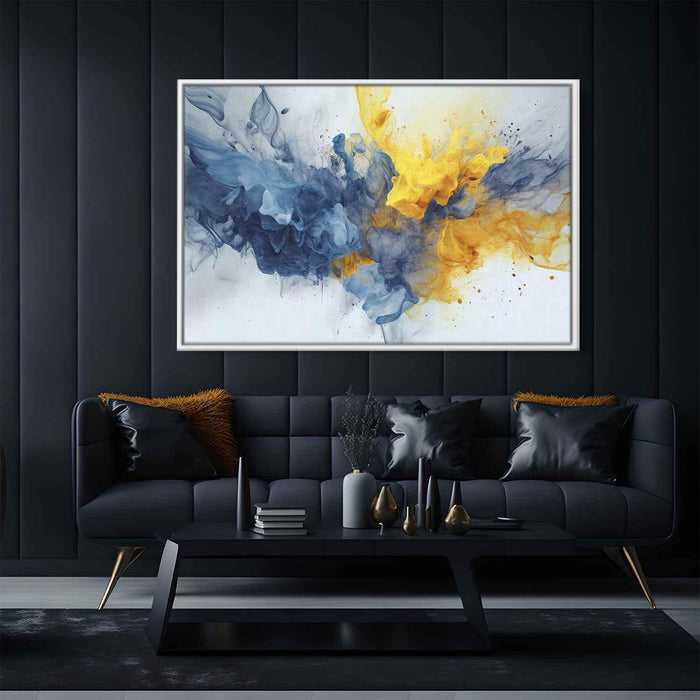 Blue and Yellow Abstract Swirls Print - Canvas Art Print by Kanvah