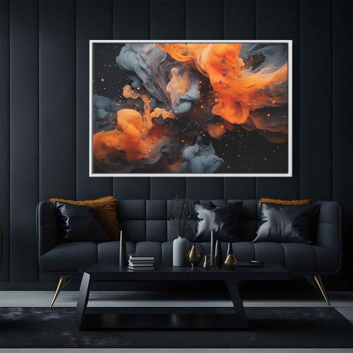 Orange and Black Abstract Swirls Print - Canvas Art Print by Kanvah