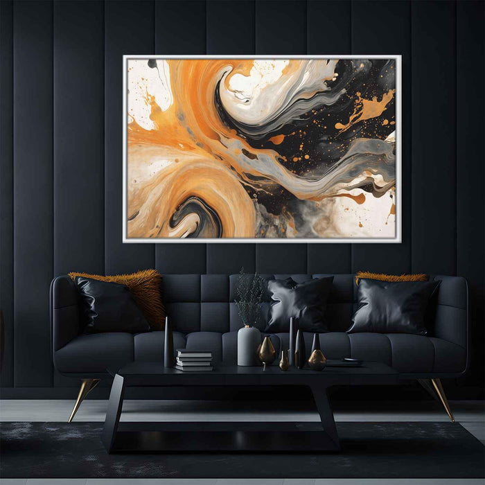 Orange and Black Abstract Swirls Print - Canvas Art Print by Kanvah