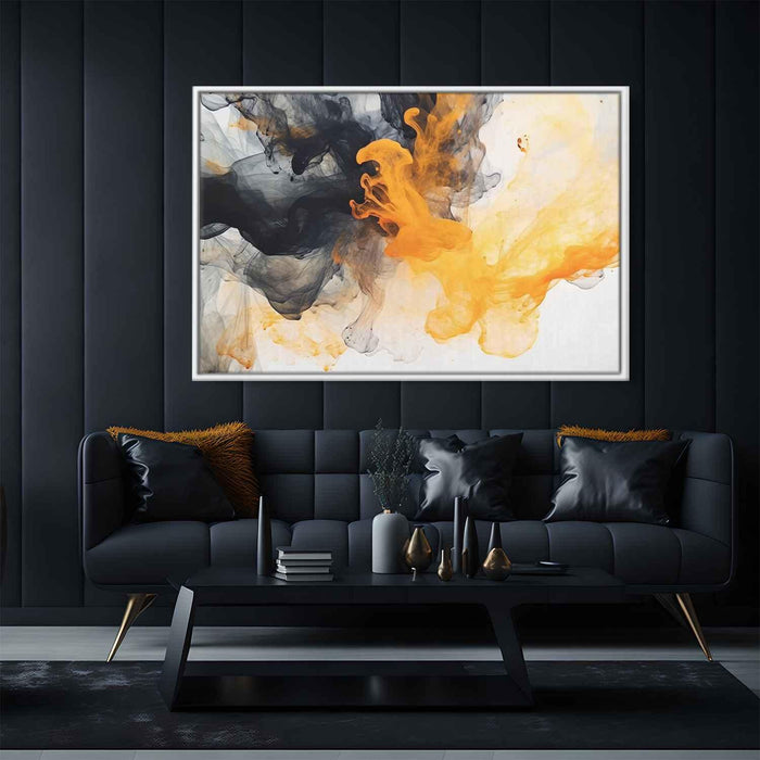 Orange and Black Abstract Swirls Print - Canvas Art Print by Kanvah