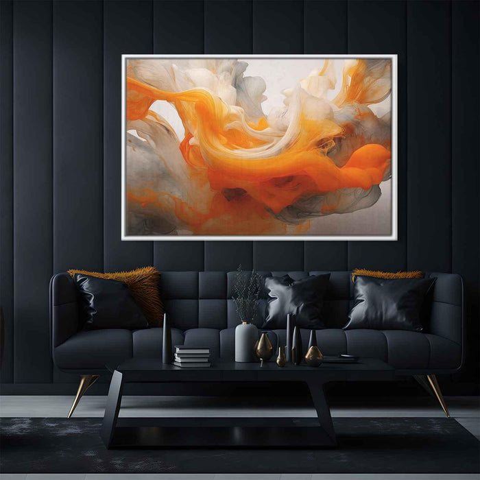 Orange and White Abstract Swirls Print - Canvas Art Print by Kanvah