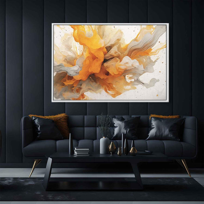 Orange and White Abstract Swirls Print - Canvas Art Print by Kanvah