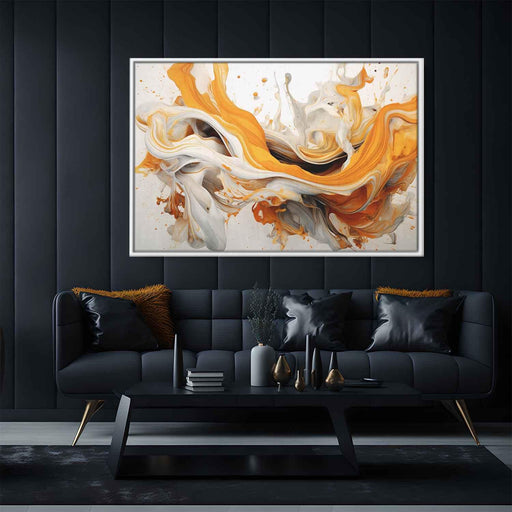 Orange and White Abstract Swirls Print - Canvas Art Print by Kanvah