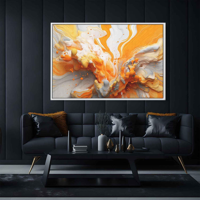 Orange and White Abstract Swirls Print - Canvas Art Print by Kanvah