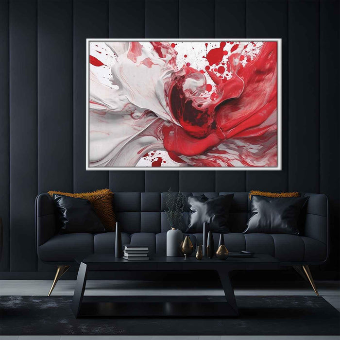 Red and White Abstract Swirls Print - Canvas Art Print by Kanvah