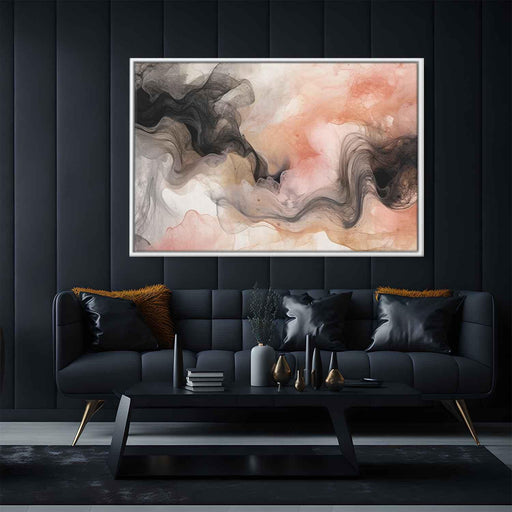 Salmon and Onyx Abstract Swirls Print - Canvas Art Print by Kanvah