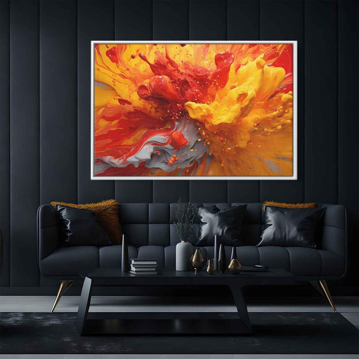 Scarlet and Maize Abstract Swirls Print - Canvas Art Print by Kanvah