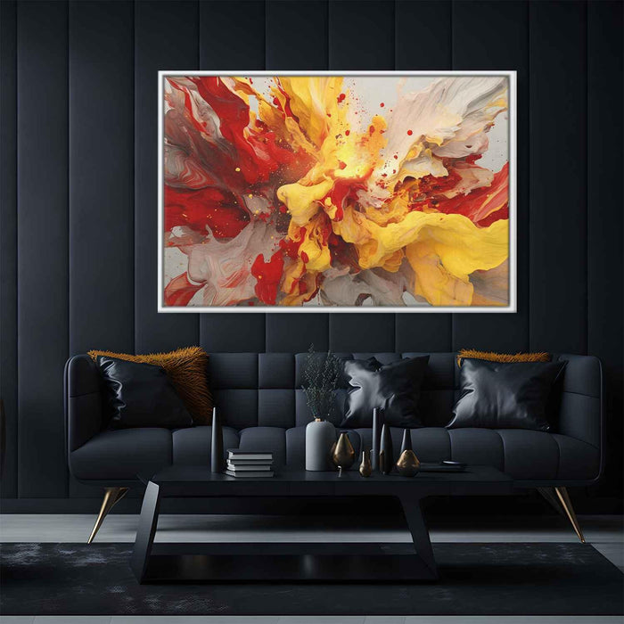 Scarlet and Maize Abstract Swirls Print - Canvas Art Print by Kanvah