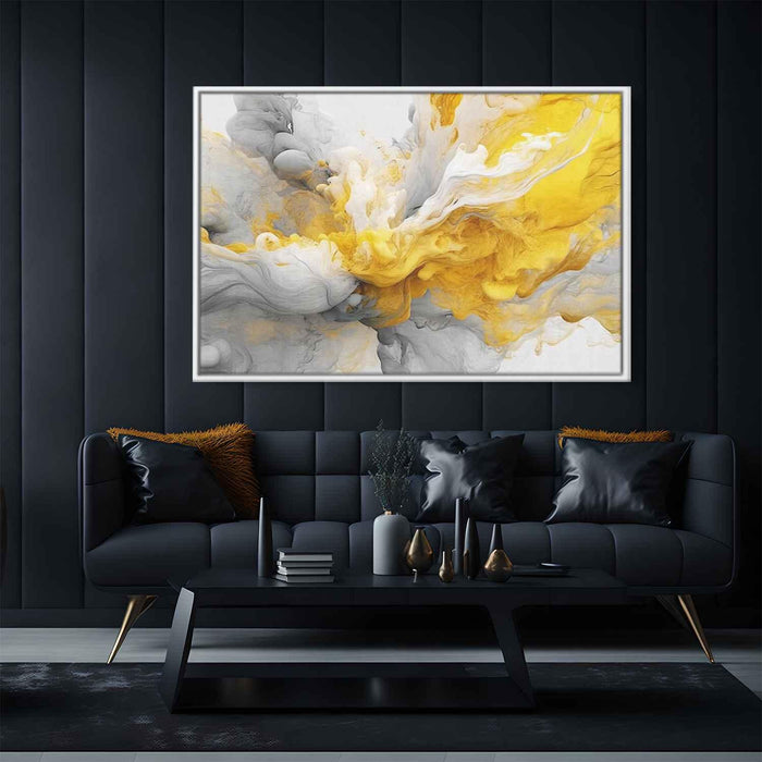 Yellow and White Abstract Swirls Print - Canvas Art Print by Kanvah