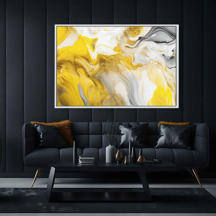 Yellow and White Abstract Swirls Print - Canvas Art Print by Kanvah