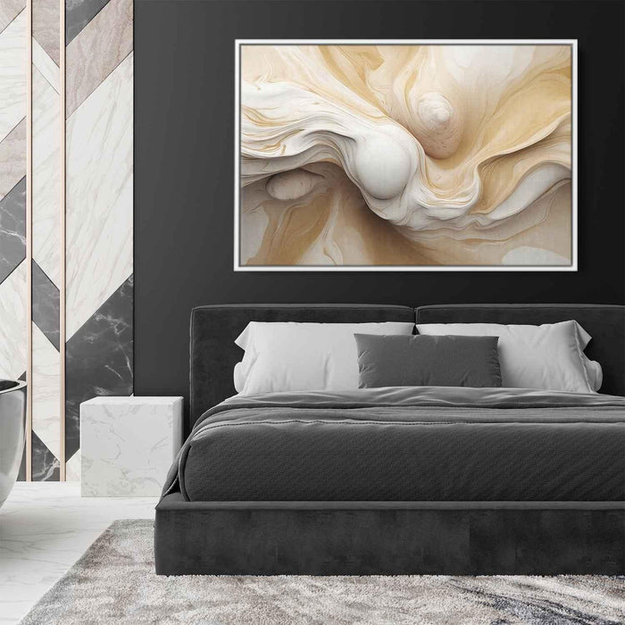 Beige and White Abstract Swirls Print - Canvas Art Print by Kanvah