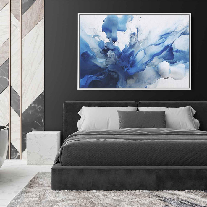 Blue and White Abstract Swirls Print - Canvas Art Print by Kanvah