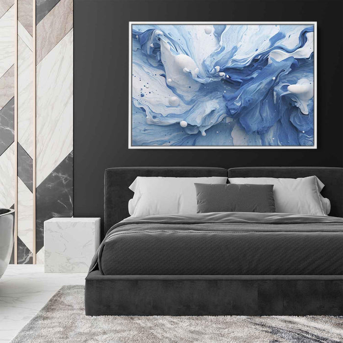 Blue and White Abstract Swirls Print - Canvas Art Print by Kanvah